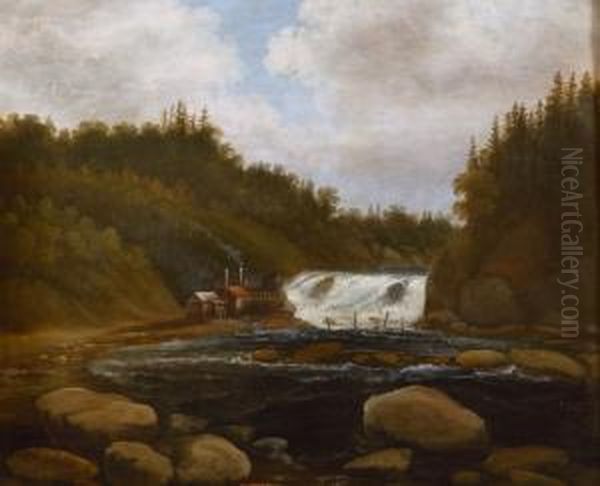 Landskap Med Sag Og Fossestryk Oil Painting by Peder Balke