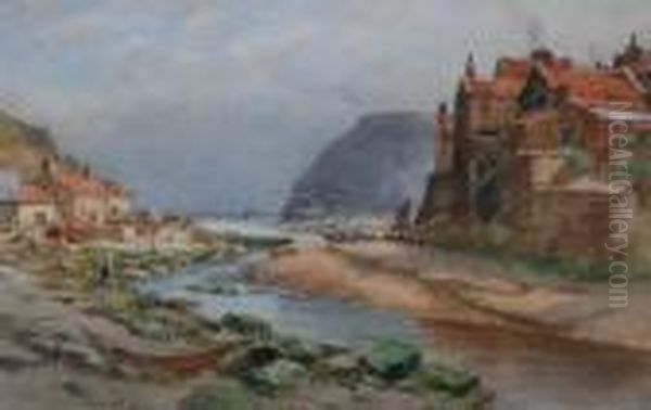 Coastal Village Scene, Possibly West Country Oil Painting by Wilfred Williams Ball