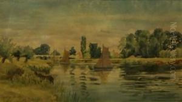 Hamble Hants Oil Painting by Wilfred Williams Ball