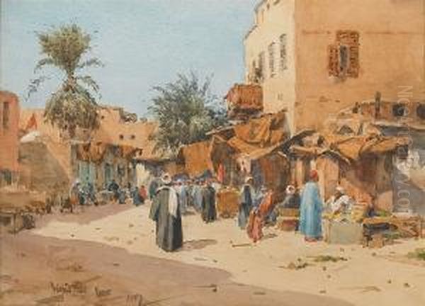 Street Market, Luxor Oil Painting by Wilfred Williams Ball