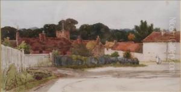 Figures On A Village Street Oil Painting by Wilfred Williams Ball