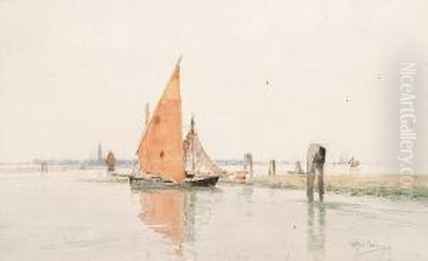 A Lagoon, Venice Oil Painting by Wilfred Williams Ball