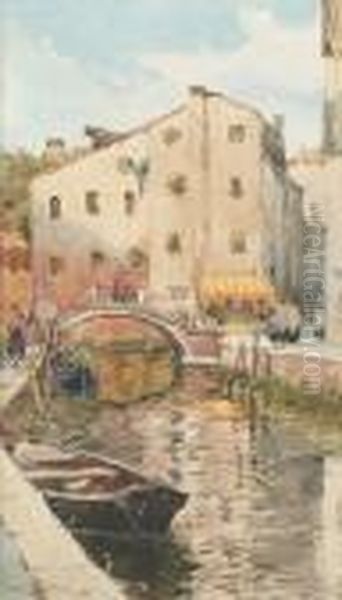 View Of A Venetian Canal Oil Painting by Wilfred Williams Ball