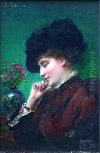 Femme Au Profil Oil Painting by Jules Frederic Ballavoine