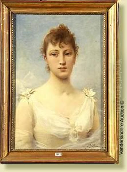 Portrait D'une Elegante Oil Painting by Jules Frederic Ballavoine