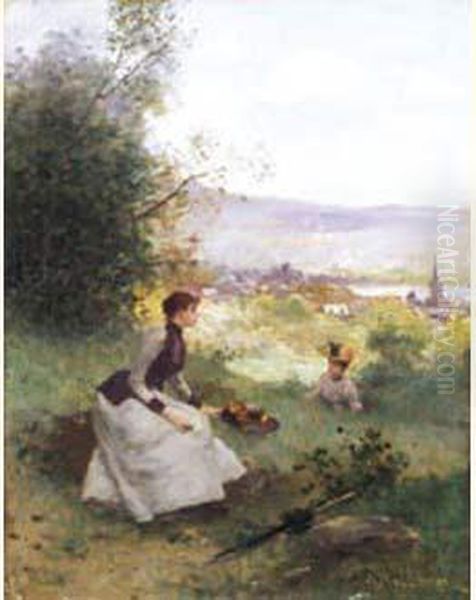 Conversation De Printemps Oil Painting by Jules Frederic Ballavoine