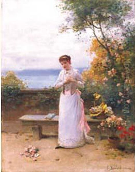 Reverie Au Bord Du Lac Oil Painting by Jules Frederic Ballavoine