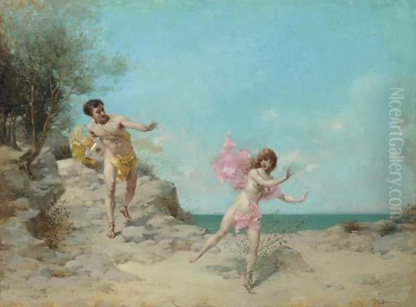 Appollon Et Daphne Oil Painting by Jules Frederic Ballavoine