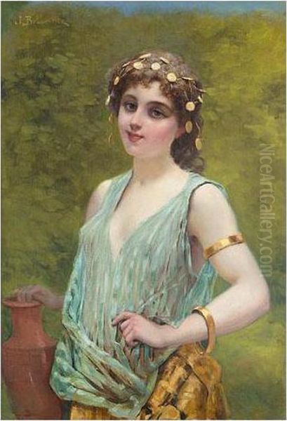 Portrait Of A Girl Oil Painting by Jules Frederic Ballavoine