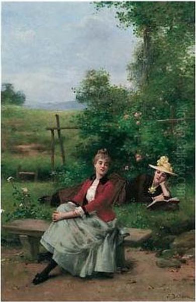 Au Jardin Oil Painting by Jules Frederic Ballavoine