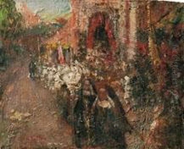 La Processione Oil Painting by Antonio Ballero