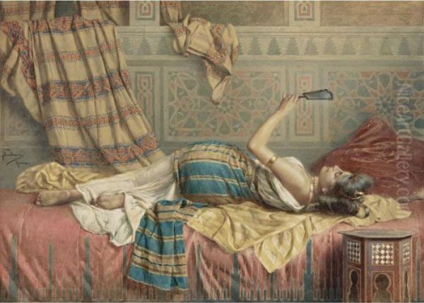 A Reflection Of Harem Beauty Oil Painting by Francesco Ballesio