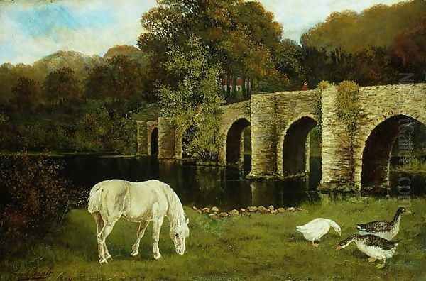 A Bridge over the River Stour, 1884 Oil Painting by Francis Cecil Boult