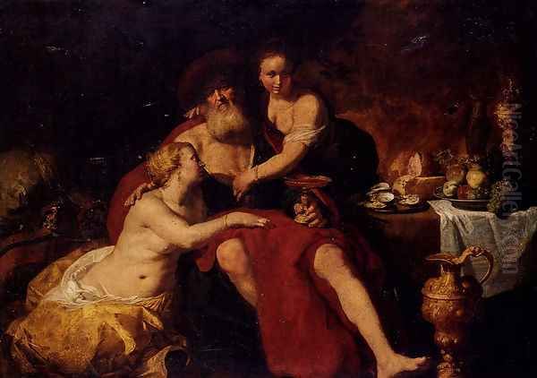 Lot And His Daughters Oil Painting by Hendrick Bloemaert