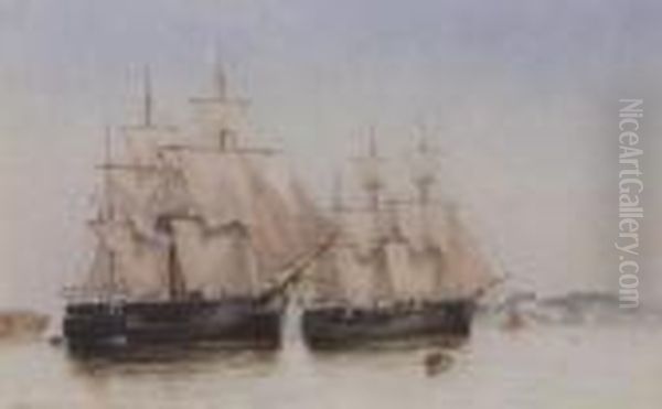 Torpedo Boats (#) Leomas 
Corvette (#) Bacchante (#) Alexandra (#) Iron Duke (#) Iron Ship Oil Painting by Auguste Ballin