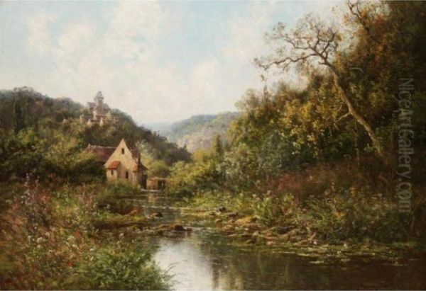 A Rural French Village Oil Painting by Pierre Ernest Ballue