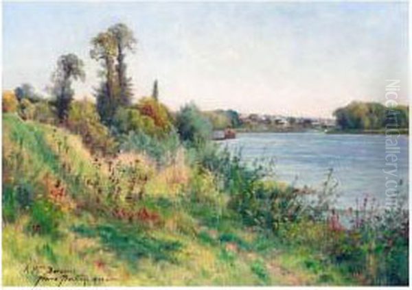 Au Bord De La Riviere Oil Painting by Pierre Ernest Ballue