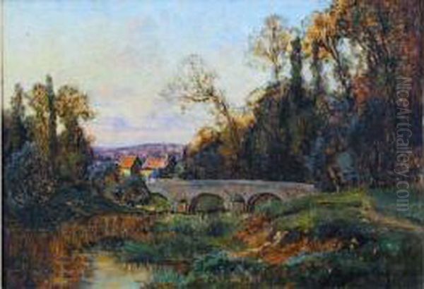 Pont Dans La Clairiere Oil Painting by Pierre Ernest Ballue