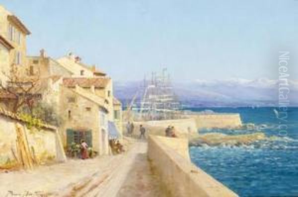 Vue D'antibes Oil Painting by Pierre Ernest Ballue