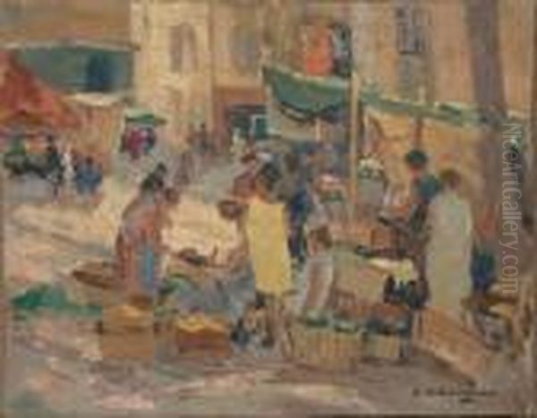  Marche A Toulon  Oil Painting by Paul Marcel Balmigere