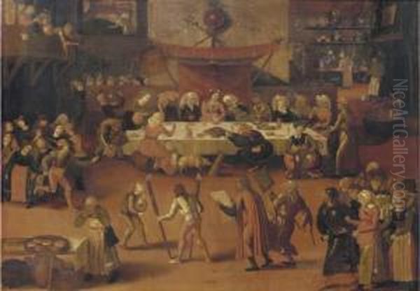 A Wedding Feast Oil Painting by Peeter Baltens