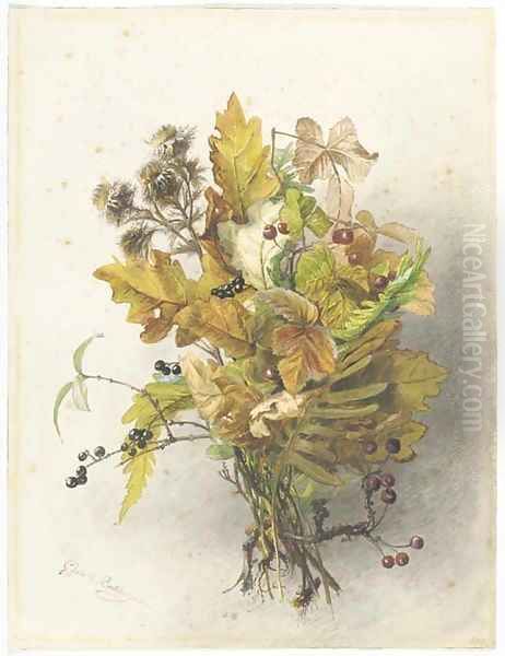 An autumn bouquet Oil Painting by Geraldine Jacoba Van De Sande Bakhuyzen