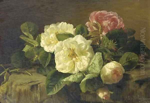 Wild roses Oil Painting by Geraldine Jacoba Van De Sande Bakhuyzen