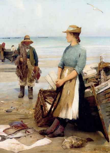 The Day's Catch Oil Painting by Thomas C. S. Benham