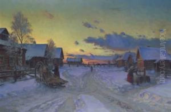 Daybreak Oil Painting by Mikhail Abramovich Balunin