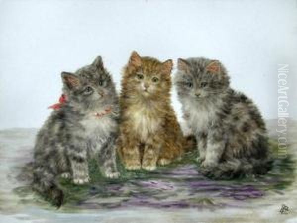 Three Kittens Oil Painting by Bessie, Betsie Bamber