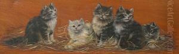 Five Kittens Oil Painting by Bessie, Betsie Bamber