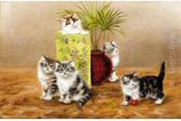 Mischievous Kittens; Queen Kitten Oil Painting by Bessie, Betsie Bamber