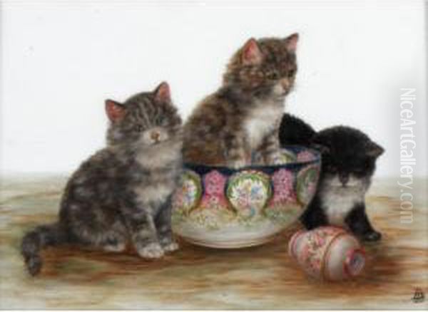 Kittens Oil Painting by Bessie, Betsie Bamber