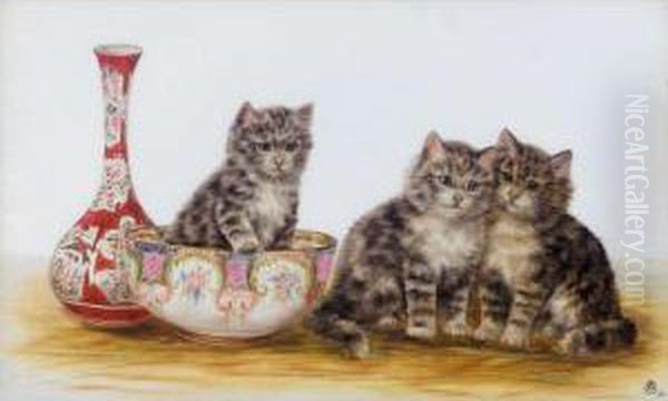 Kittens Oil Painting by Bessie, Betsie Bamber