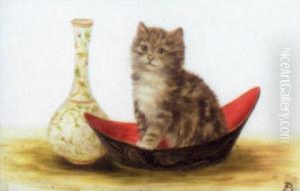 Kitten Oil Painting by Bessie, Betsie Bamber