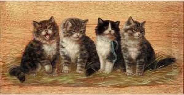 Four Kittens Oil Painting by Bessie, Betsie Bamber