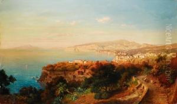 Blick Auf Die Bucht Vor Capri Oil Painting by Friedrich Bamberger