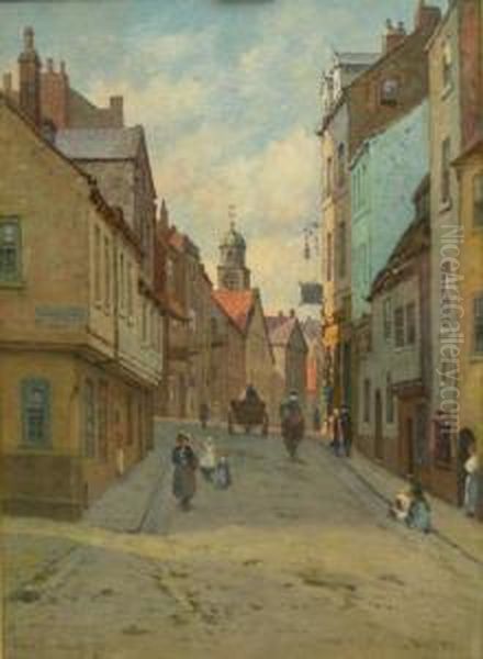 Corner Of Grape Lane Whitby Oil Painting by Elias Mollineaux Bancroft