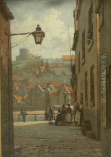 The Fish Flags Whitby Oil Painting by Elias Mollineaux Bancroft