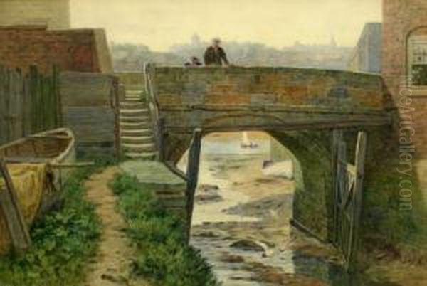 Whitehall Bridge Whitby Oil Painting by Elias Mollineaux Bancroft