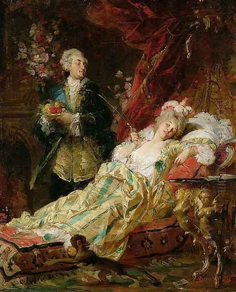 Louis XV and Madame Dubarry Oil Painting by Gyula Benczur