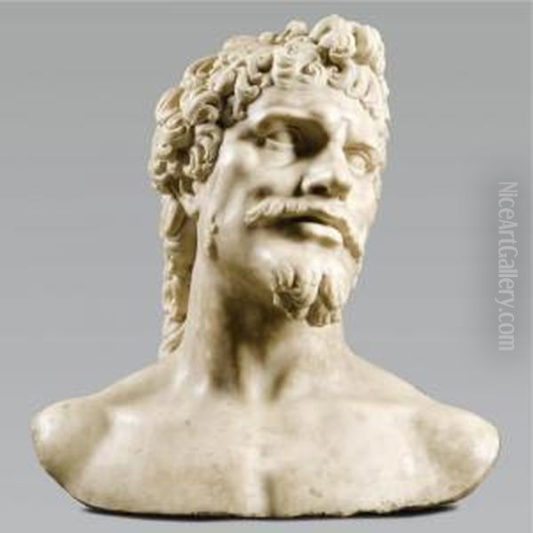 Colossal Bust Of An Ancient Hero Oil Painting by Baccio Bandinelli