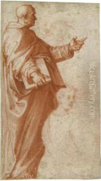 Profile Study Of A Standing 
Saint Holding A Book, With Subsidiary Studies Of Three Additional 
Figures Oil Painting by Baccio Bandinelli