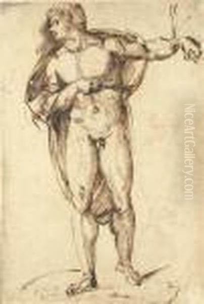 Saint Sebastian, With A Study Of A Bearded Figure,three-quarter-length Oil Painting by Baccio Bandinelli