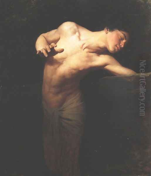 Narcissus, 1881 Oil Painting by Gyula Benczur