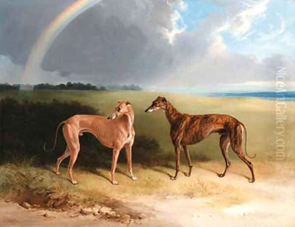 Mr. Reid's Greyhounds in a Landscape Oil Painting by William Barraud