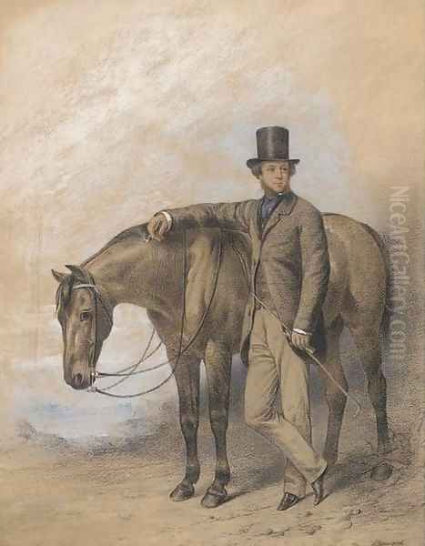 A gentleman with his horse Oil Painting by William Barraud