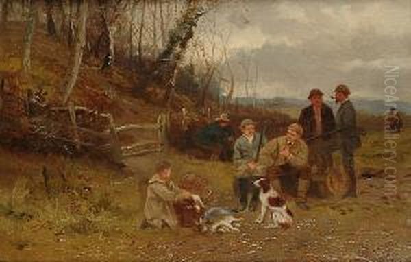 A Midday Break; A Rest By The Gate Oil Painting by Alfred Banner