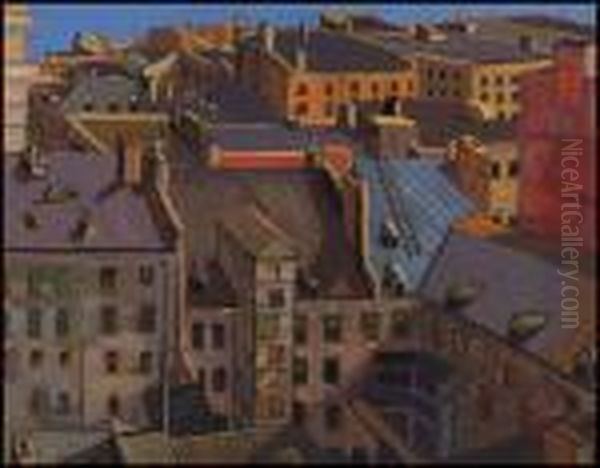 Rooftops, Quebec City Oil Painting by Frederick Grant Banting