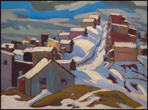 Village In Snow Oil Painting by Frederick Grant Banting